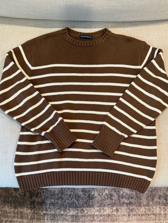 Brandy Melville Sweaters - Brandy Melville Brown & Cream Striped Cotton Sweater